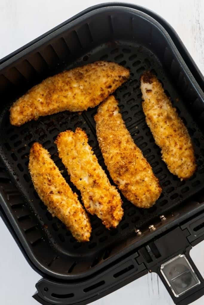 Cooked chicken tenders in air fryer