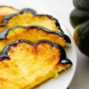 Air Fryer Winter Squash Slices on a white plate
