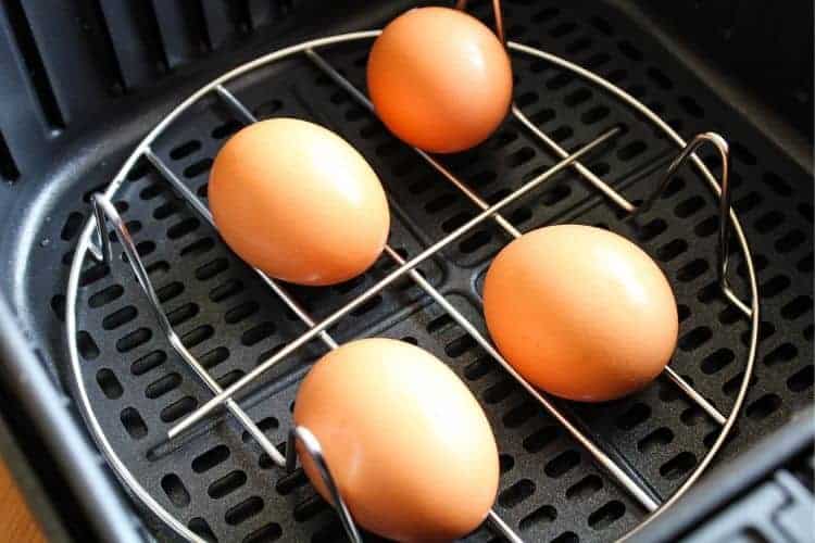 Eggs Inside Air Fryer on Rack