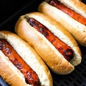 Hot Dogs in Buns inside Air Fryer