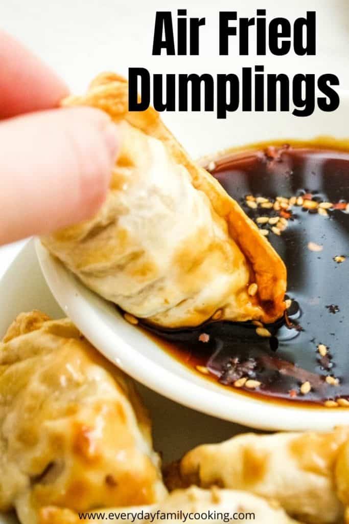 Title and Shown: Air Fried Dumplings (being dipped into sauce)