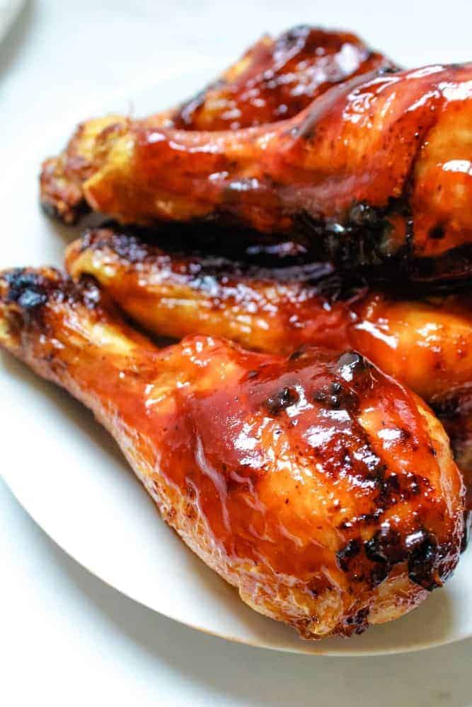 Air Fried BBQ Drumsticks on a white plate