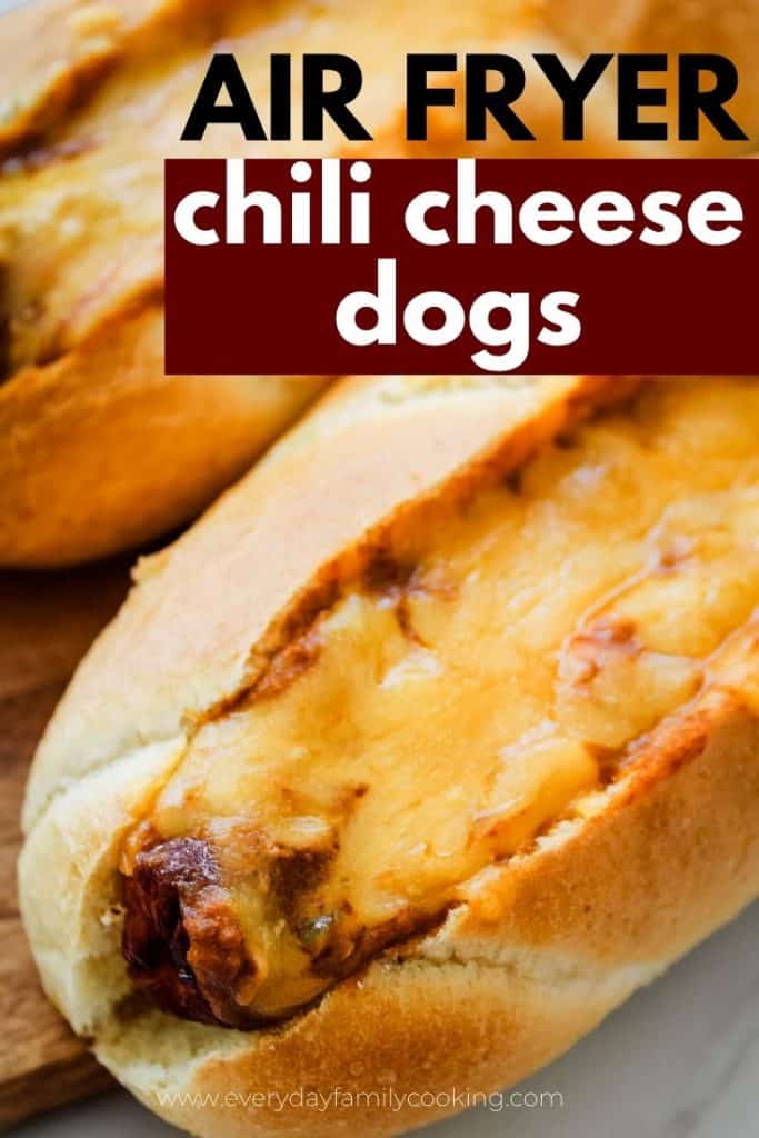Title and Shown: Air Fryer Chili Cheese Dogs