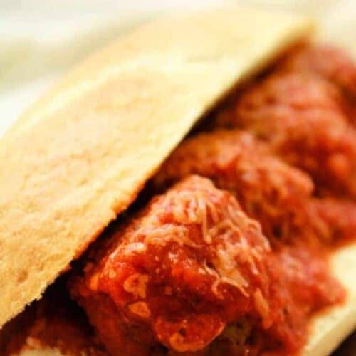 Closeup Air Fryer Meatball Parm Sub