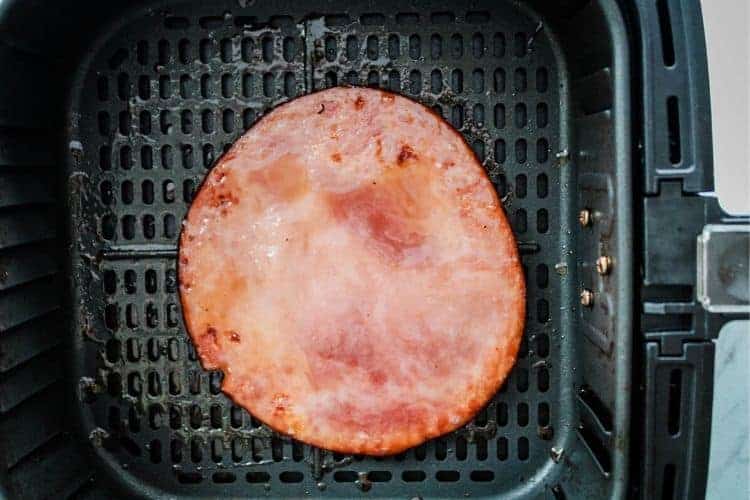 Cooked Ham Steak inside Air Fryer