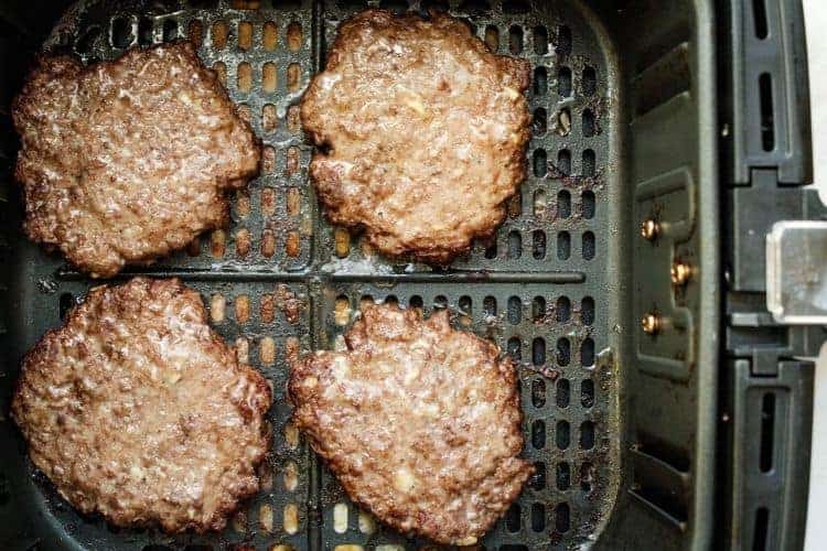 Cooked Hamburger in Air Fryer