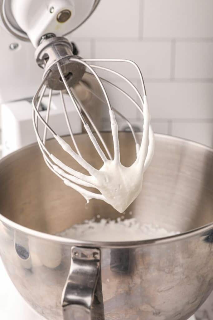 Whipping cream at a soft peak