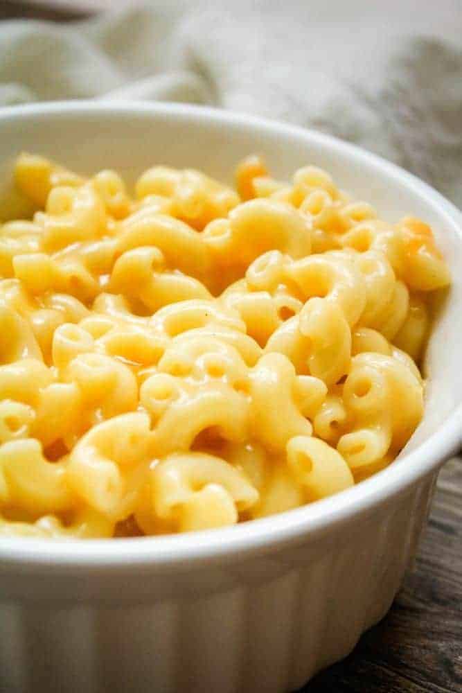 Instant Pot Macaroni and Cheese in a white bowl