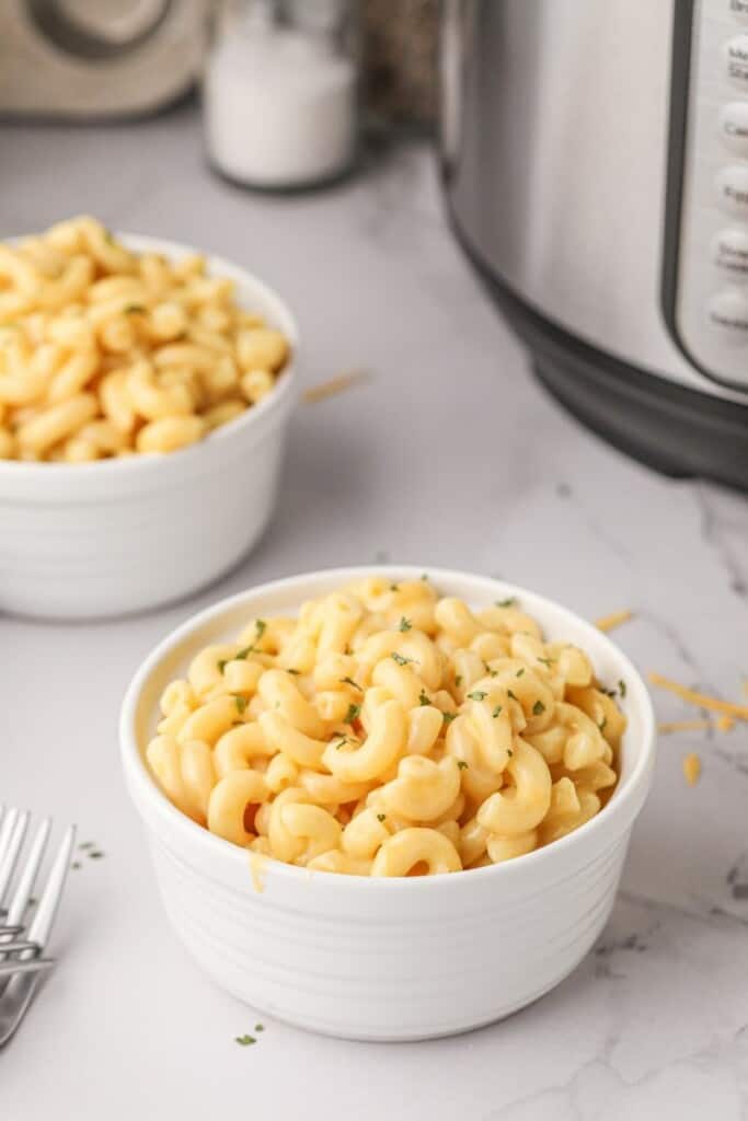 Instant Pot Mac and Cheese in two bowls