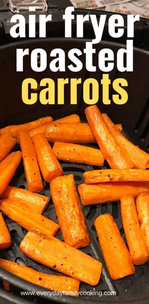 Title and Shown: Air Fryer Roasted Carrots (inside air fryer)