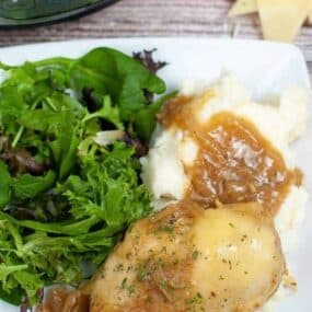 French Onion Chicken on a white plate