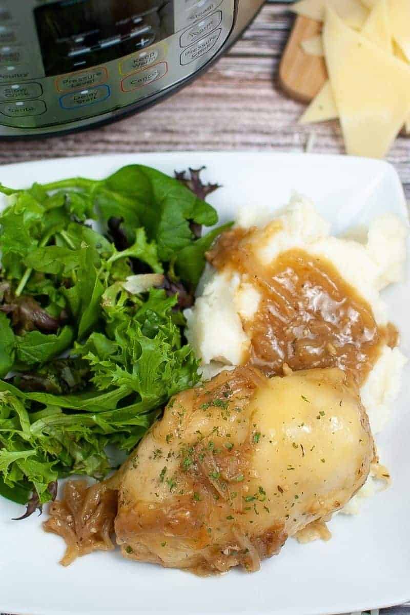 French Onion Chicken on a white plate