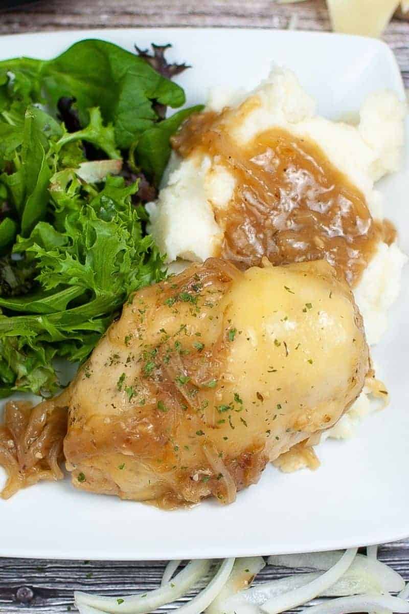 Closeup of French Onion Chicken