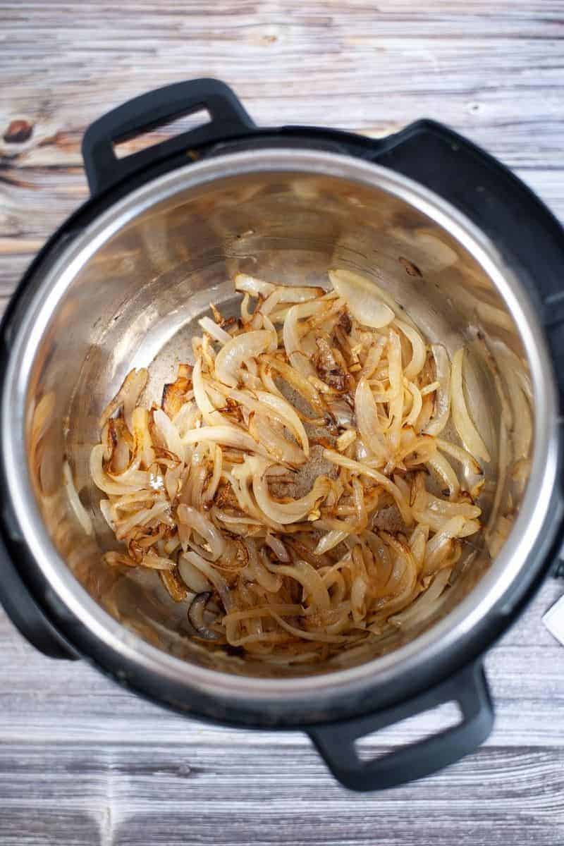 Sliced onions in Instant Pot