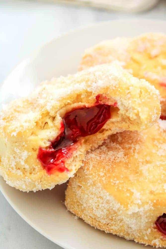 Jelly Donuts with Jelly Oozing Out