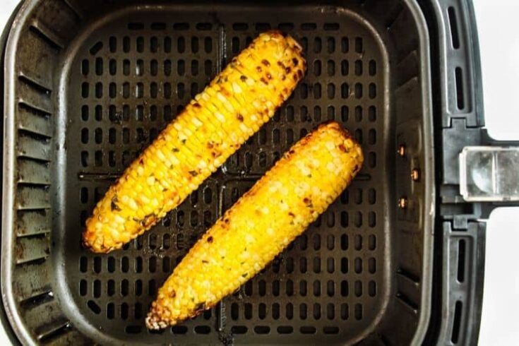 Cooked corn on the cob in the air fryer