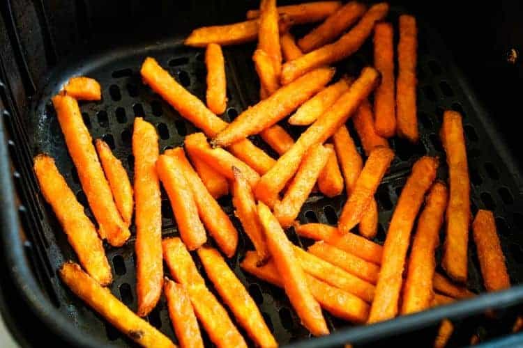 Frozen Sweet Potato Fries inside Air Fryer