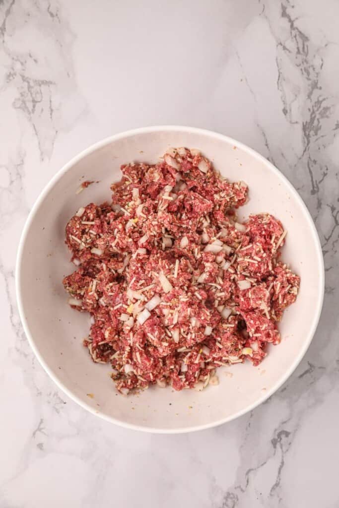Ground beef mixture in a bowl