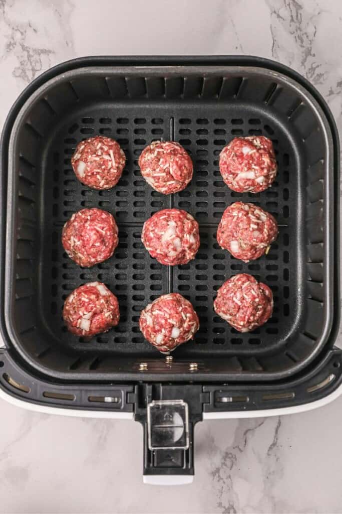 Raw meatballs in air fryer