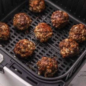 Cooked meatballs in air fryer