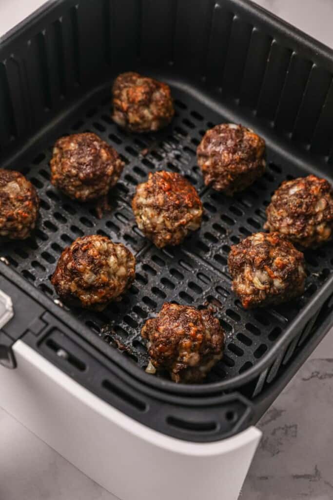 Cooked meatballs in air fryer