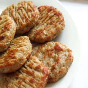 Air Fryer Sausage Patties on a white plate