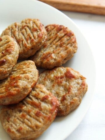 Air Fryer Sausage Patties on a white plate