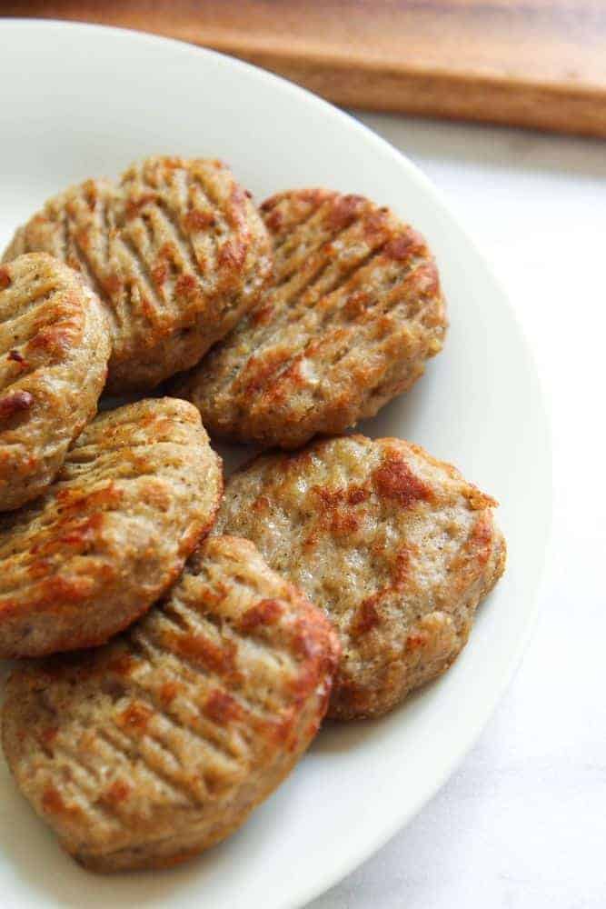Air Fryer Sausage Patties on a white plate