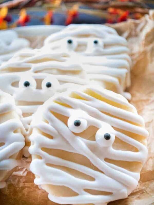 Halloween Mummy desserts on a plate