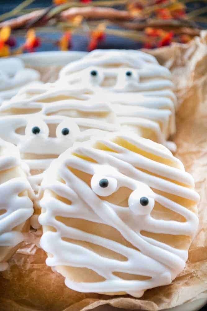 Halloween Mummy desserts on a plate