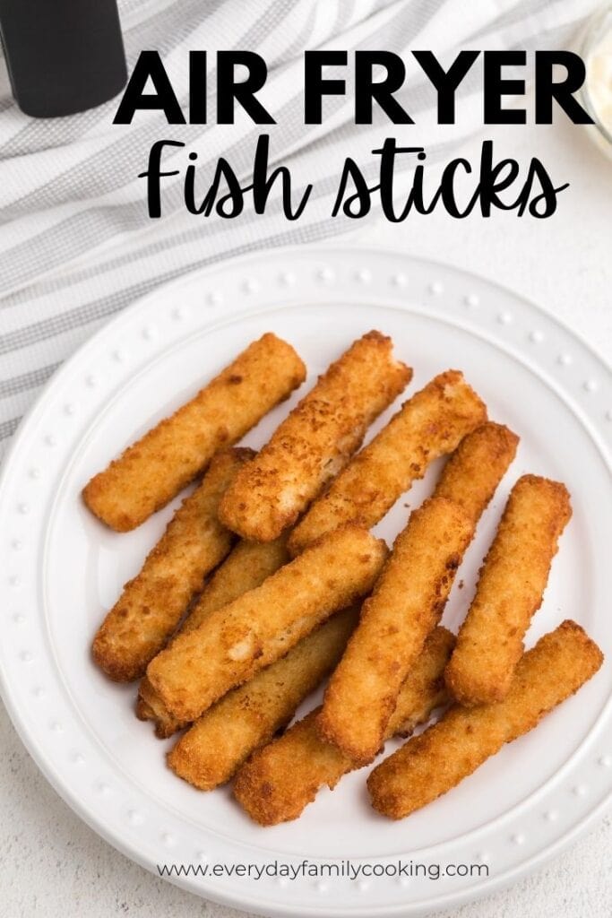 Title and Shown: Air Fryer Dish Sticks (on a white plate)
