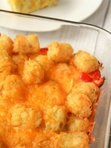 Tater Tot Casserole with No Meat in a 13x9 pan