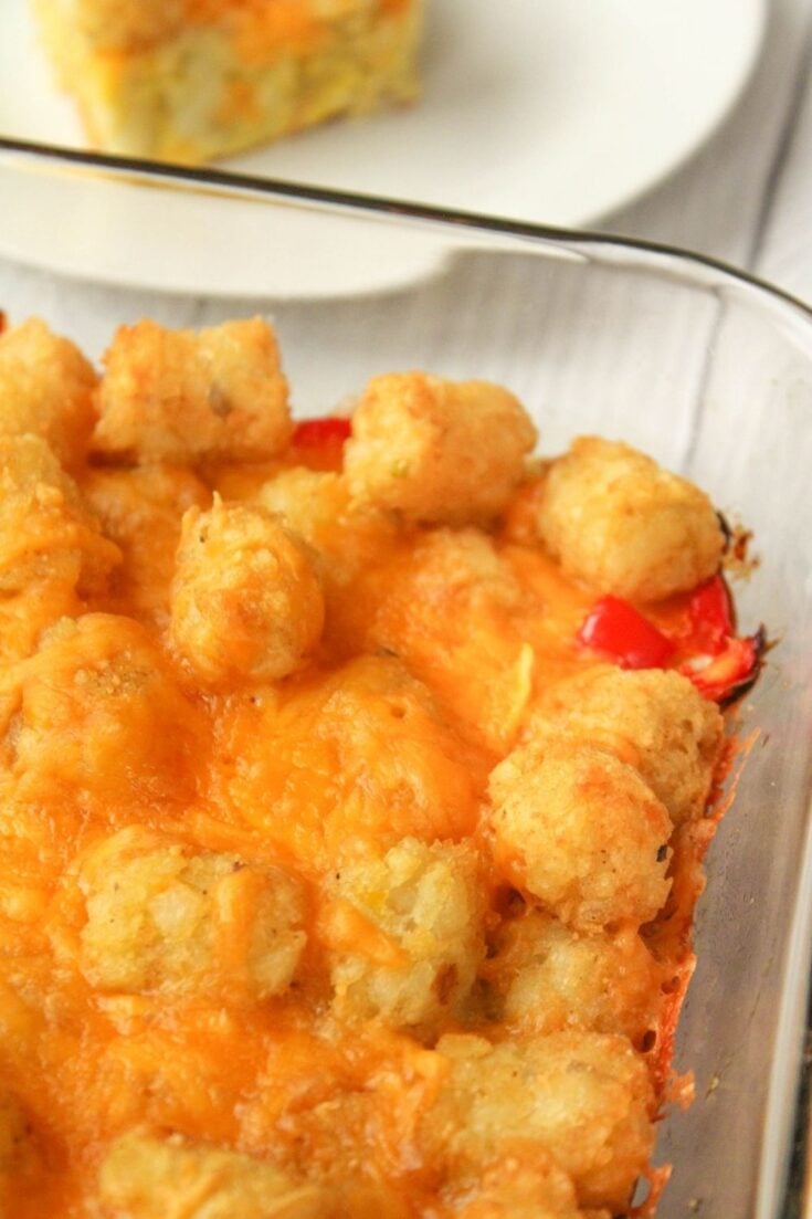 Tater Tot Casserole with No Meat in a 13x9 pan