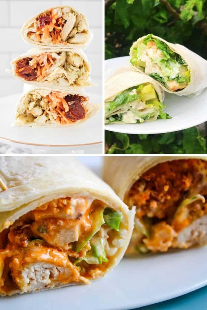 Collage of chicken wraps