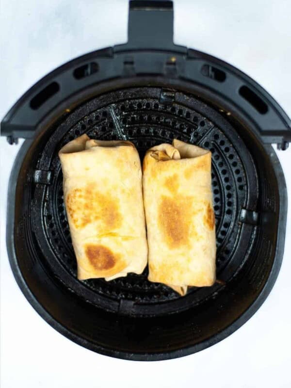 Cooked burrito in the air fryer