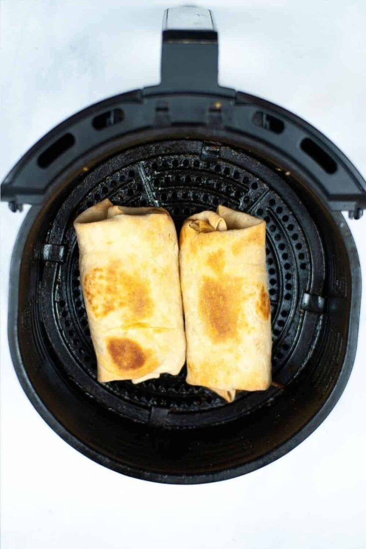 Cooked burrito in the air fryer