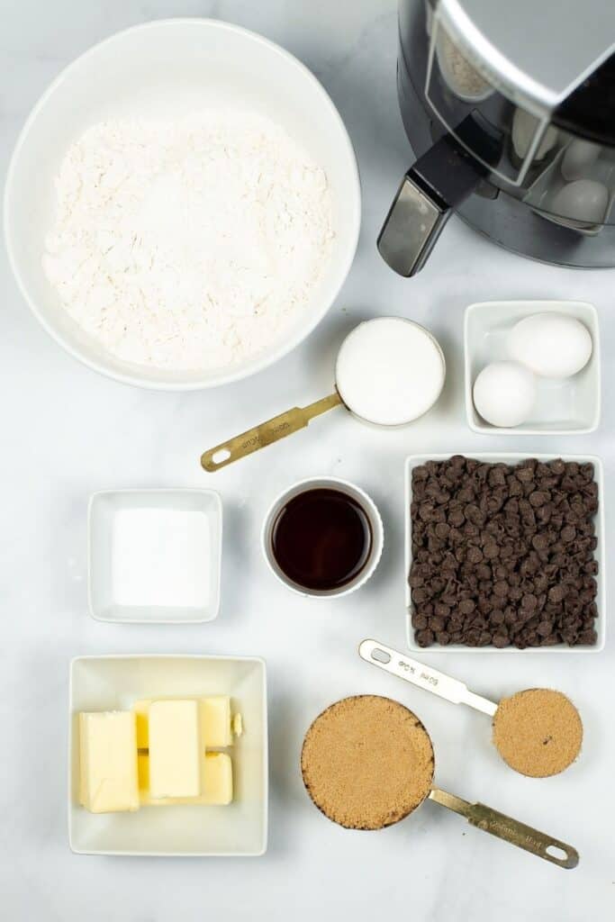 Ingredients for Air Fryer Cookie to make 2 batches of cookies