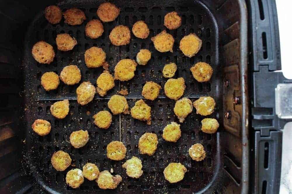 Cooked breaded okra in air fryer