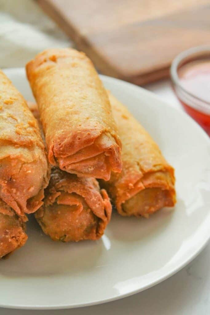 Egg Rolls on a white plate