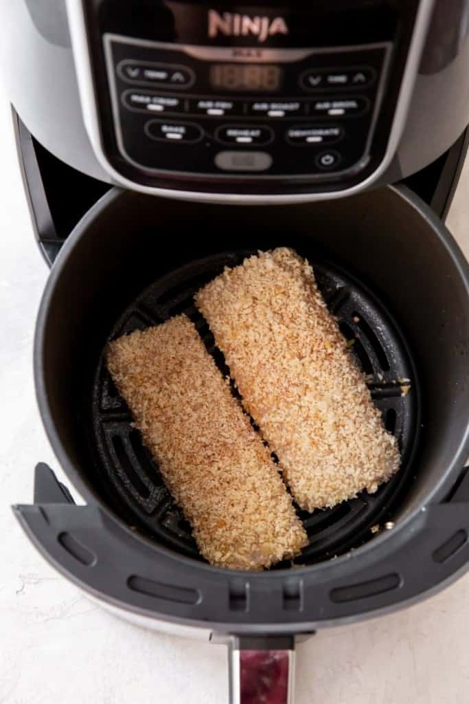 Raw breaded mahi mahi in the air fryer