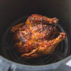Cooked cornish hen in the air fryer