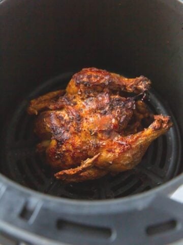 Cooked cornish hen in the air fryer