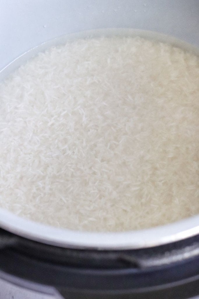 Water covering the rice in the Ninja Foodi