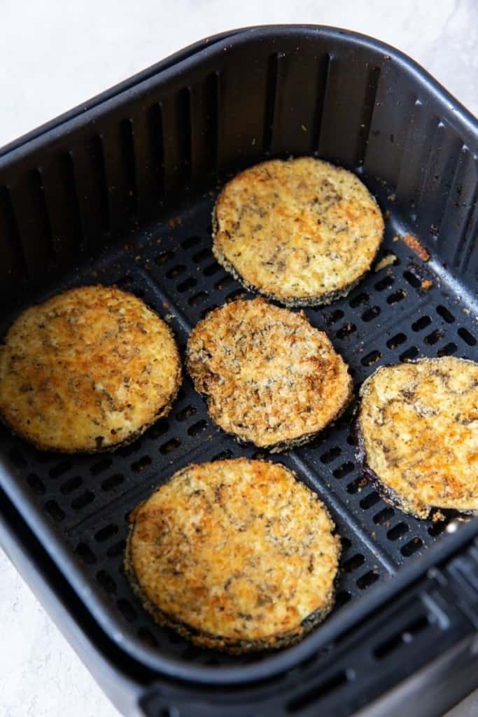 Cooked breaded eggplant in the air fryer