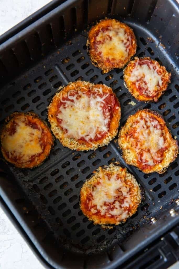 Finished eggplant parm in the air fryer