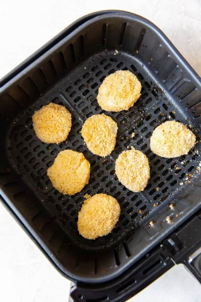 Raw breaded scallops in air fryer