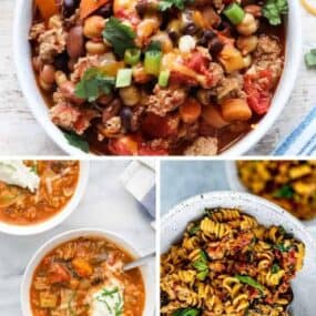 Collage of Instant Pot ground turkey recipes
