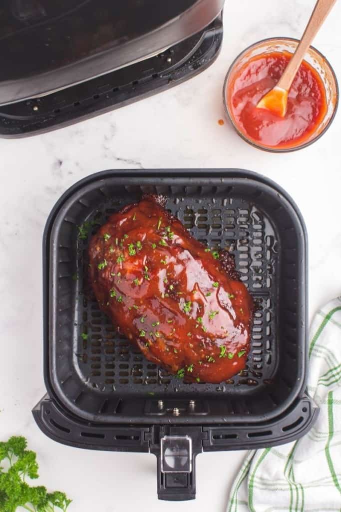 Cooked meatloaf in air fryer