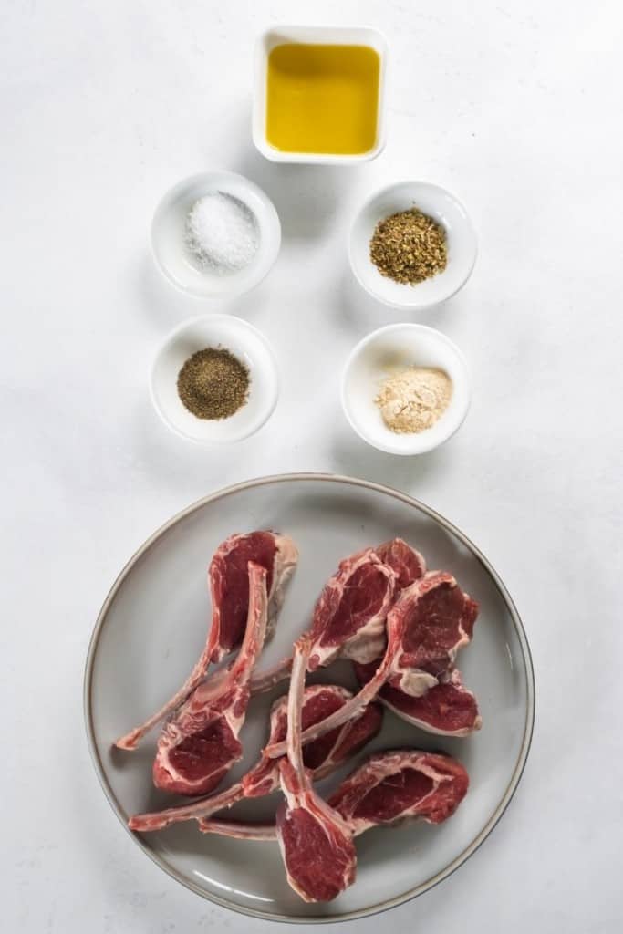 Ingredients need to make lamb chops in the air fryer in separate bowls