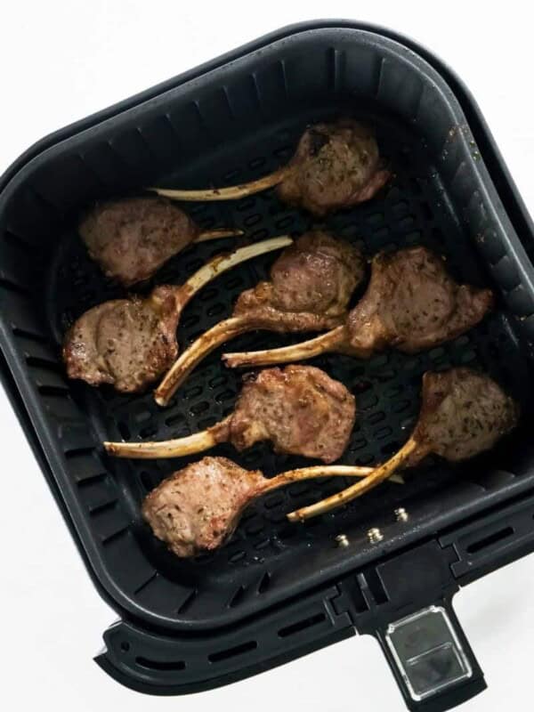 Lamb Chops inside air fryer basket